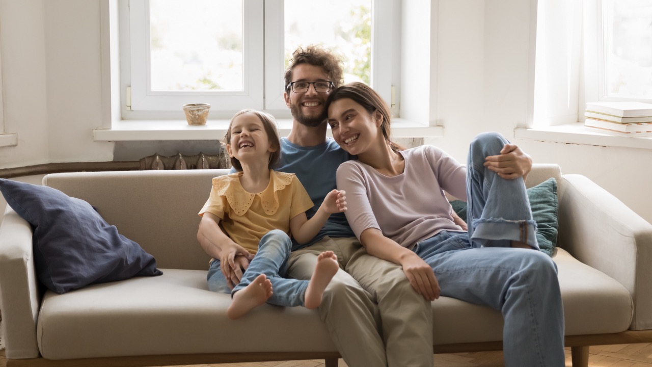 Family relaxing on the couch